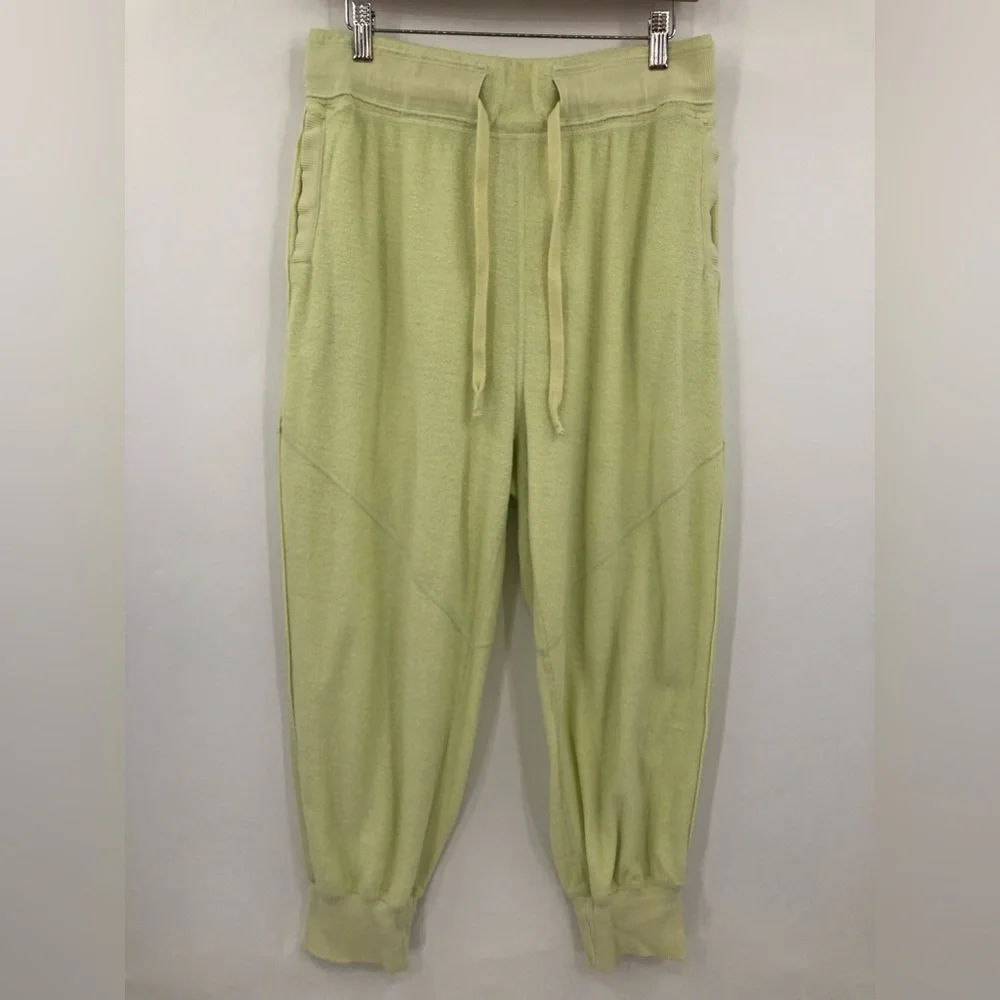 Free People M Terry Radiant Joggers Drawstring Lime 0383 terrycloth green yellow - Picture 3 of 12